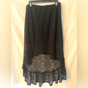 Black Lace High Low Skirt with lining size large